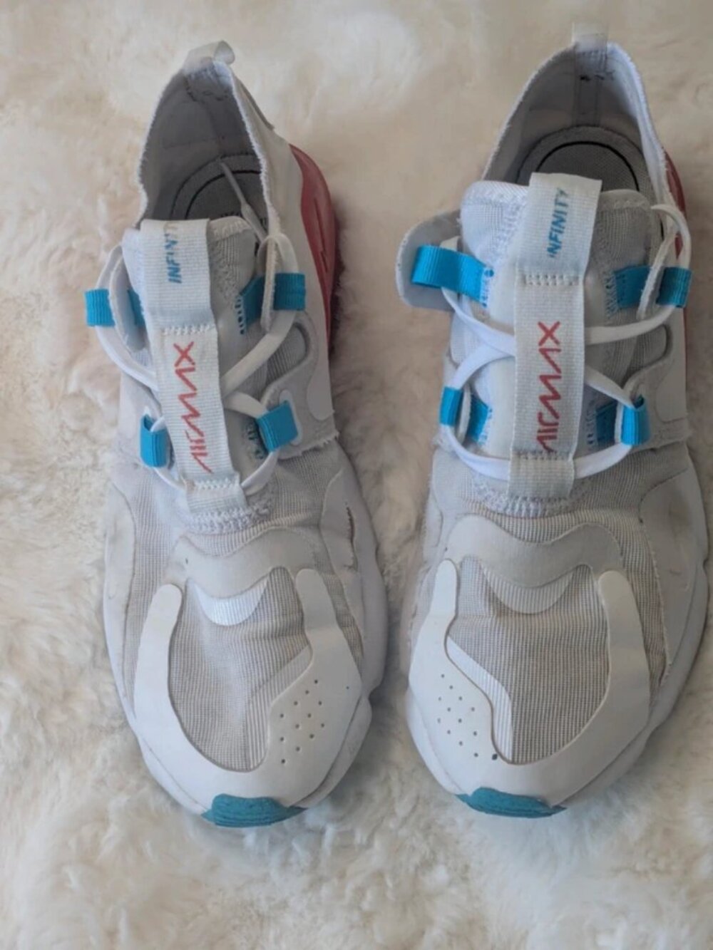 Nike Air Max Infinity White Blue Red Sneakers Women’s S 8 Athletic Running Shoes
